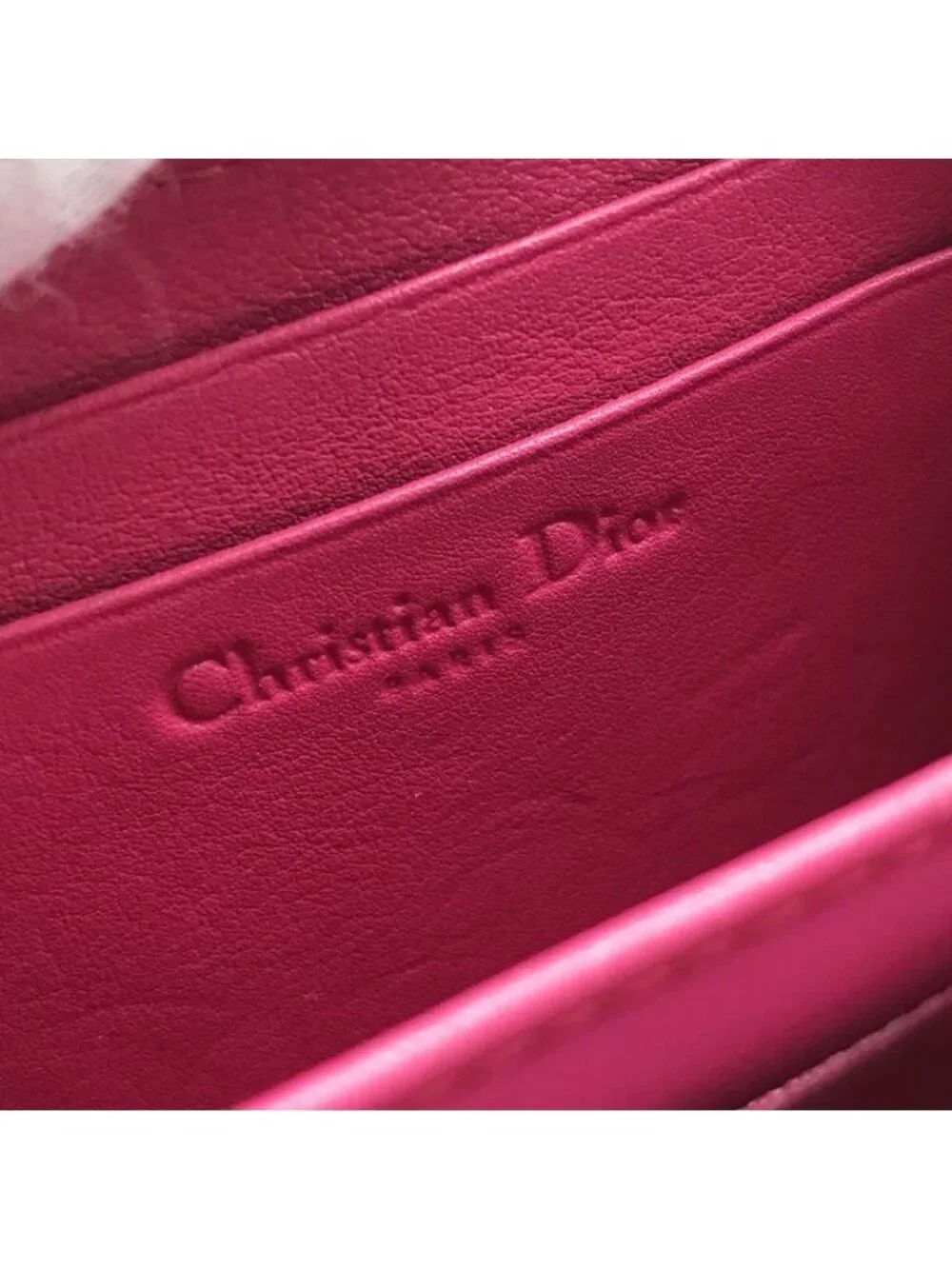 Dior Cannage Enamel Coin Case Wallet Pink